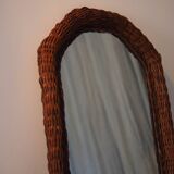 Woven wicker mirror