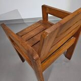 Pine wood chair 1970s with foldable seat