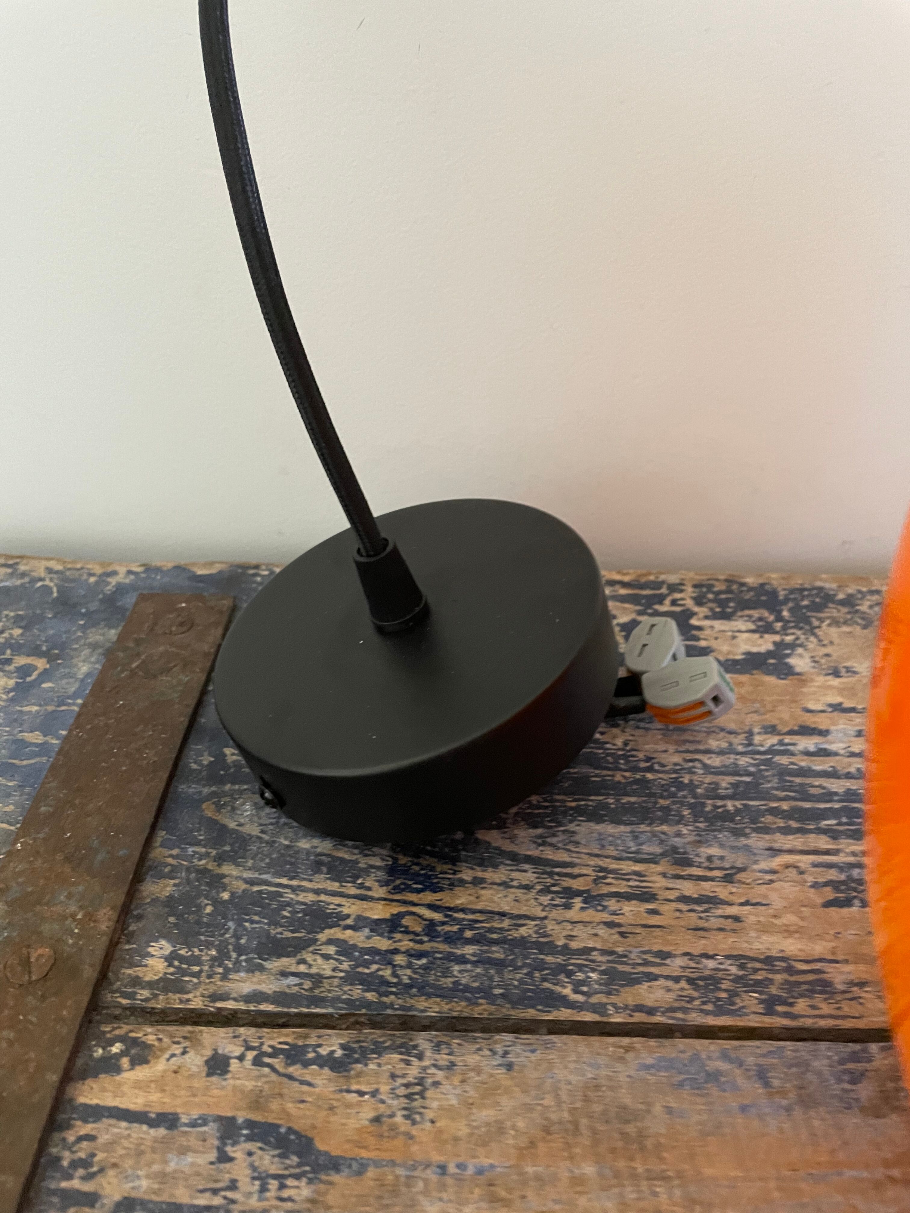 Vintage electrified orange suspension lamp with new