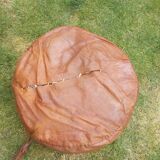 Large vintage Moroccan leather pouf n°2
