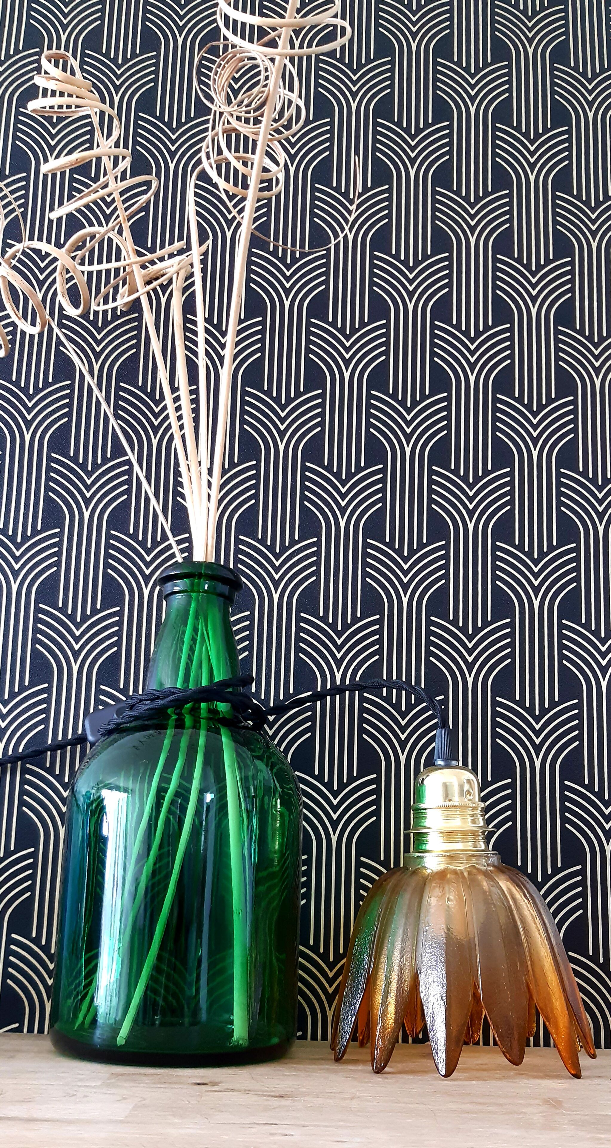 Amber vintage hand lamp