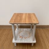 Wooden chalk bedside table and its stencil