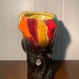 Multicolored Trunk Vase Vallauris Circa 1960 Vintage