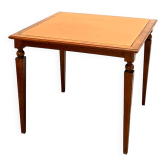 Vintage 50s reversible caramel leather covered bridge/games table