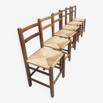 Set of 6 straw chairs