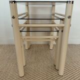 Beige Metal Nesting Tables Yves Boutboul 1970s