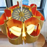 Gold and Orange Pendant Lamp by Bent Karlby for Lyfa, Denmark, 1960's