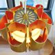 Gold and Orange Pendant Lamp by Bent Karlby for Lyfa, Denmark, 1960's