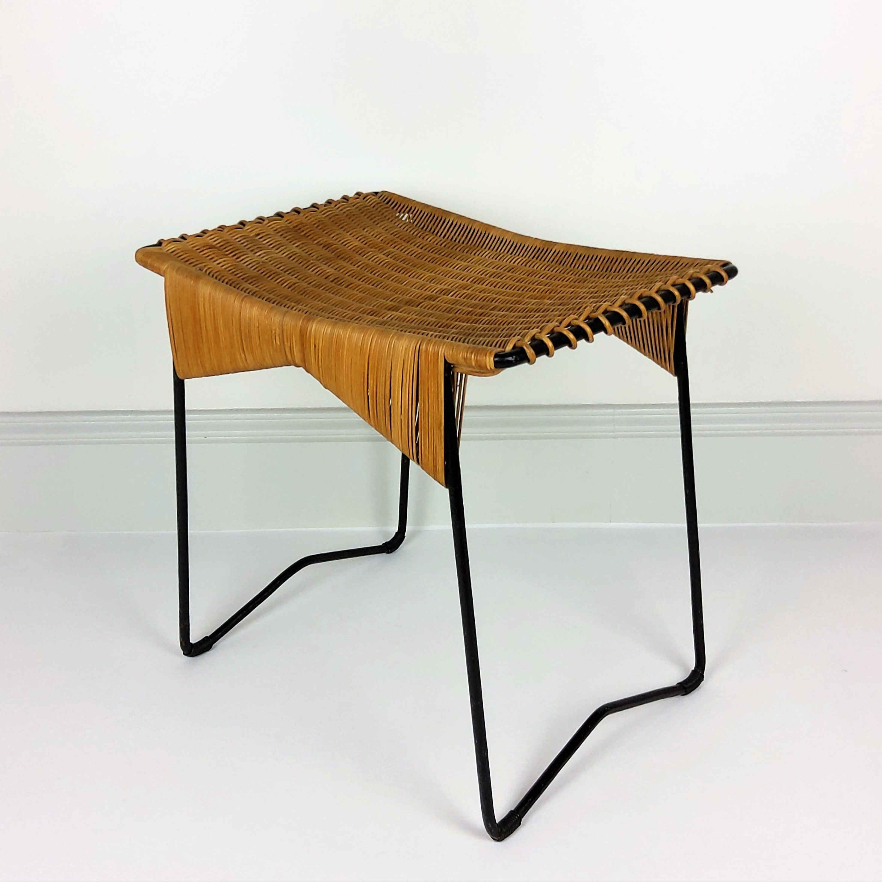 Vintage rattan and metal 1950