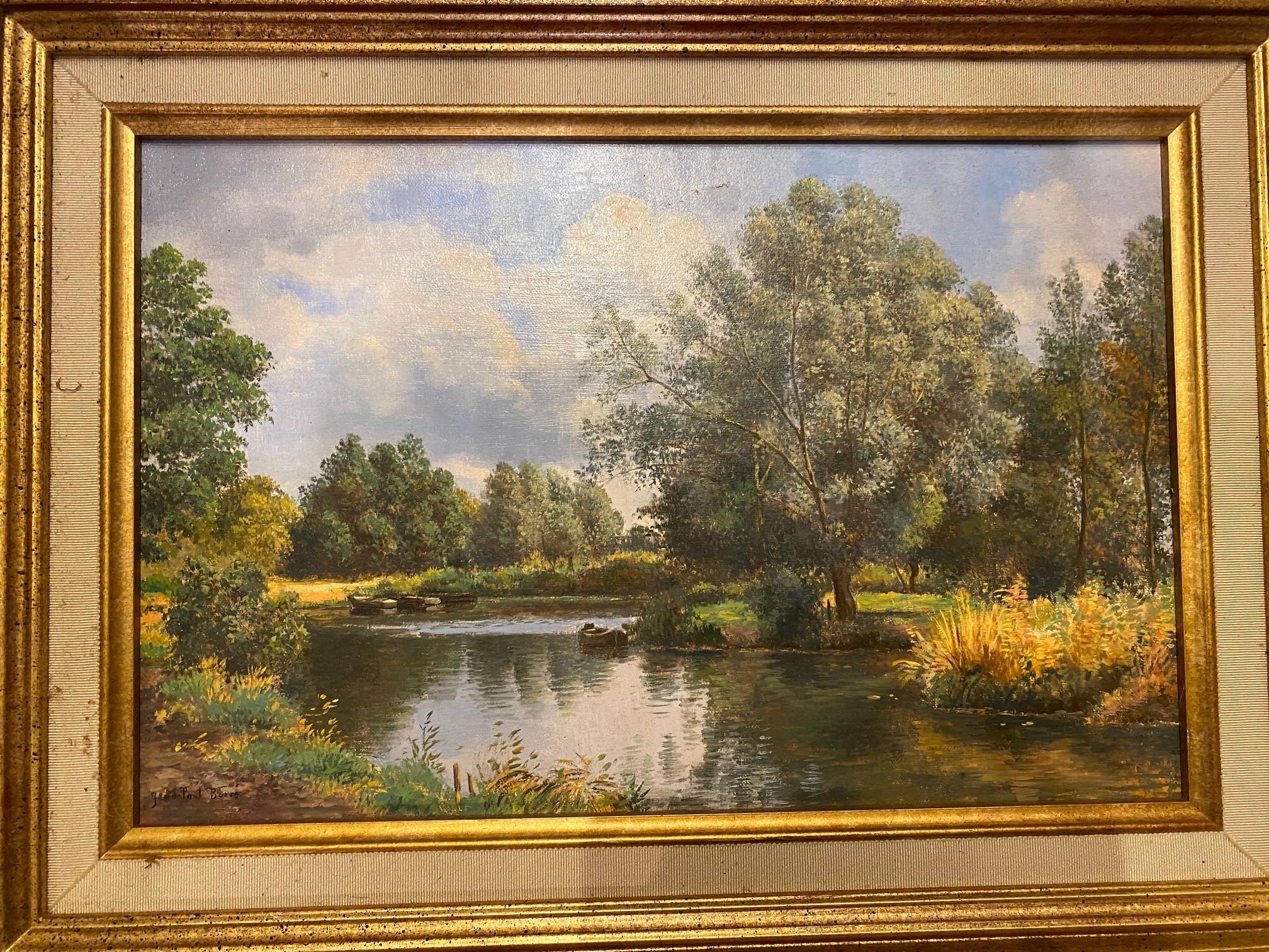 Oil painting on canvas kerfeuille marais de briere signed jean paul barre