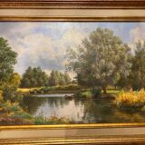 Oil painting on canvas kerfeuille marais de briere signed jean paul barre