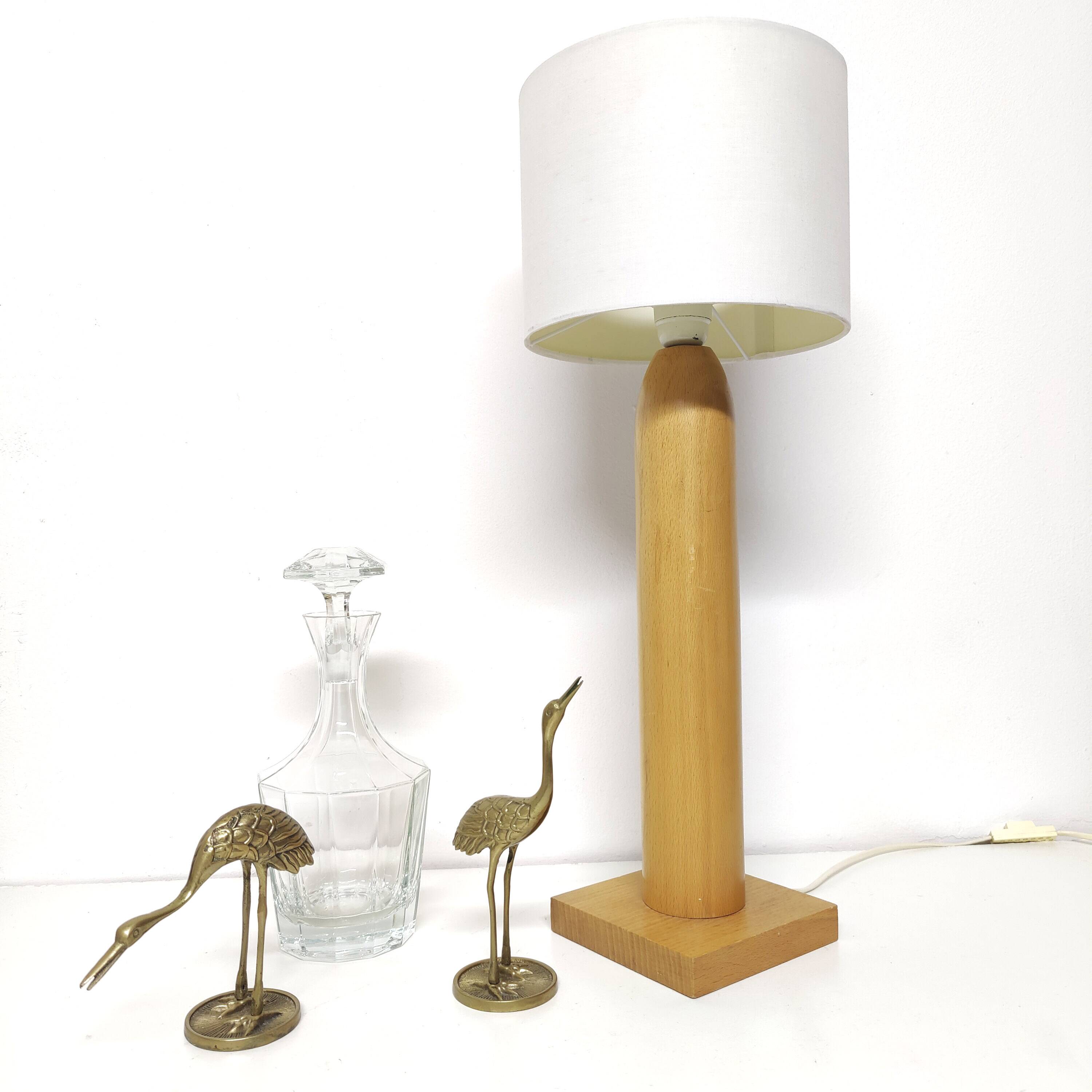 Lot 2 pieds de lampe arlus en bois vintage forme géométrique
