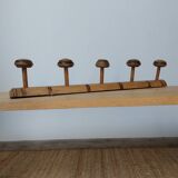 Vintage wooden coat rack with 5 hooks