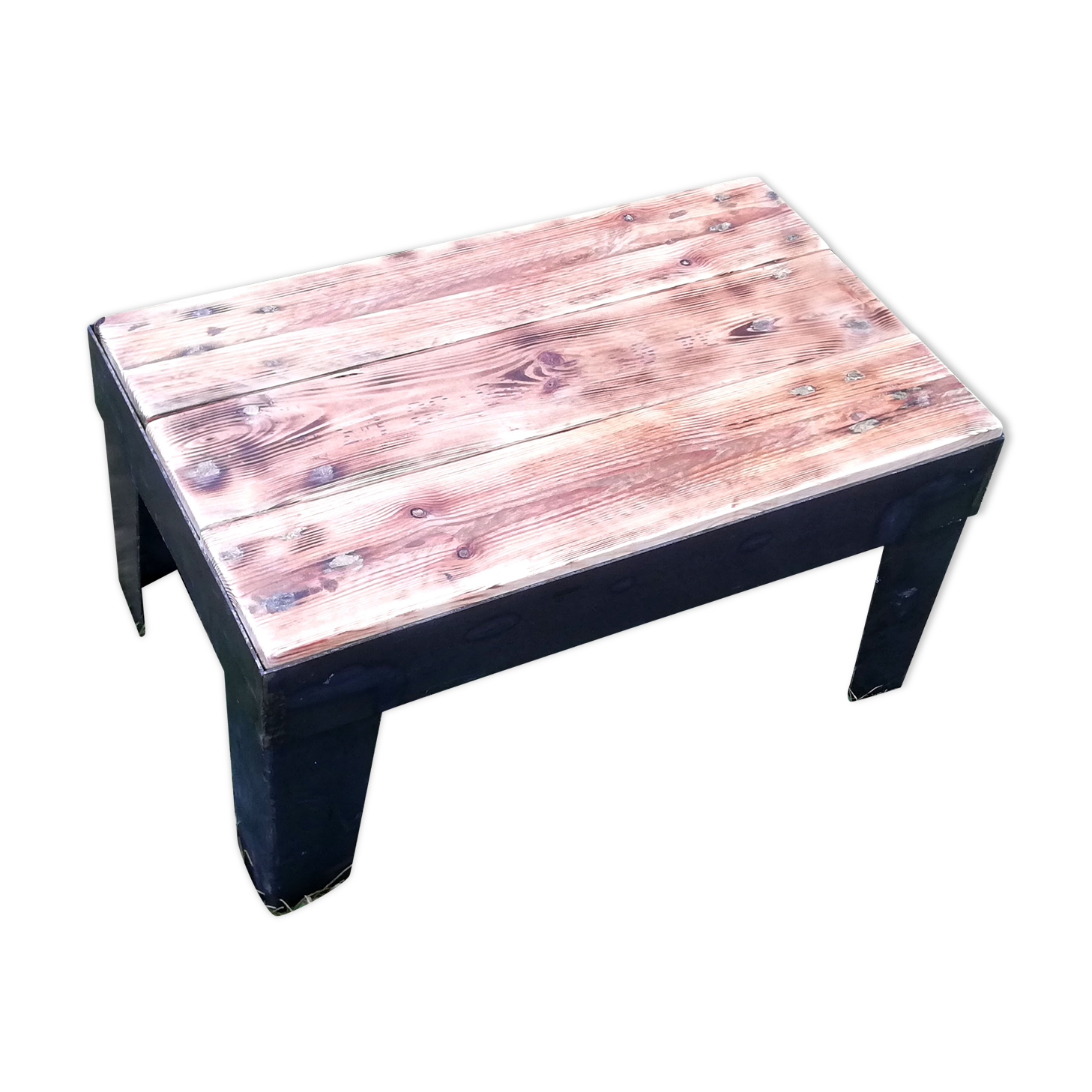 Table-basse industrielle en métal et bois