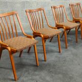 Set of 4 fabric chairs by Ton Bystrice 1960