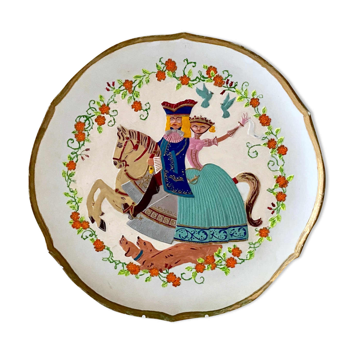 Kaiser Porcelain wall plate, hand-painted plate, fairy tale, wall decoration.