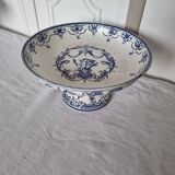 Plat compotier ancien moustiers jules vieillard bourdeux sur socle, fin 19è