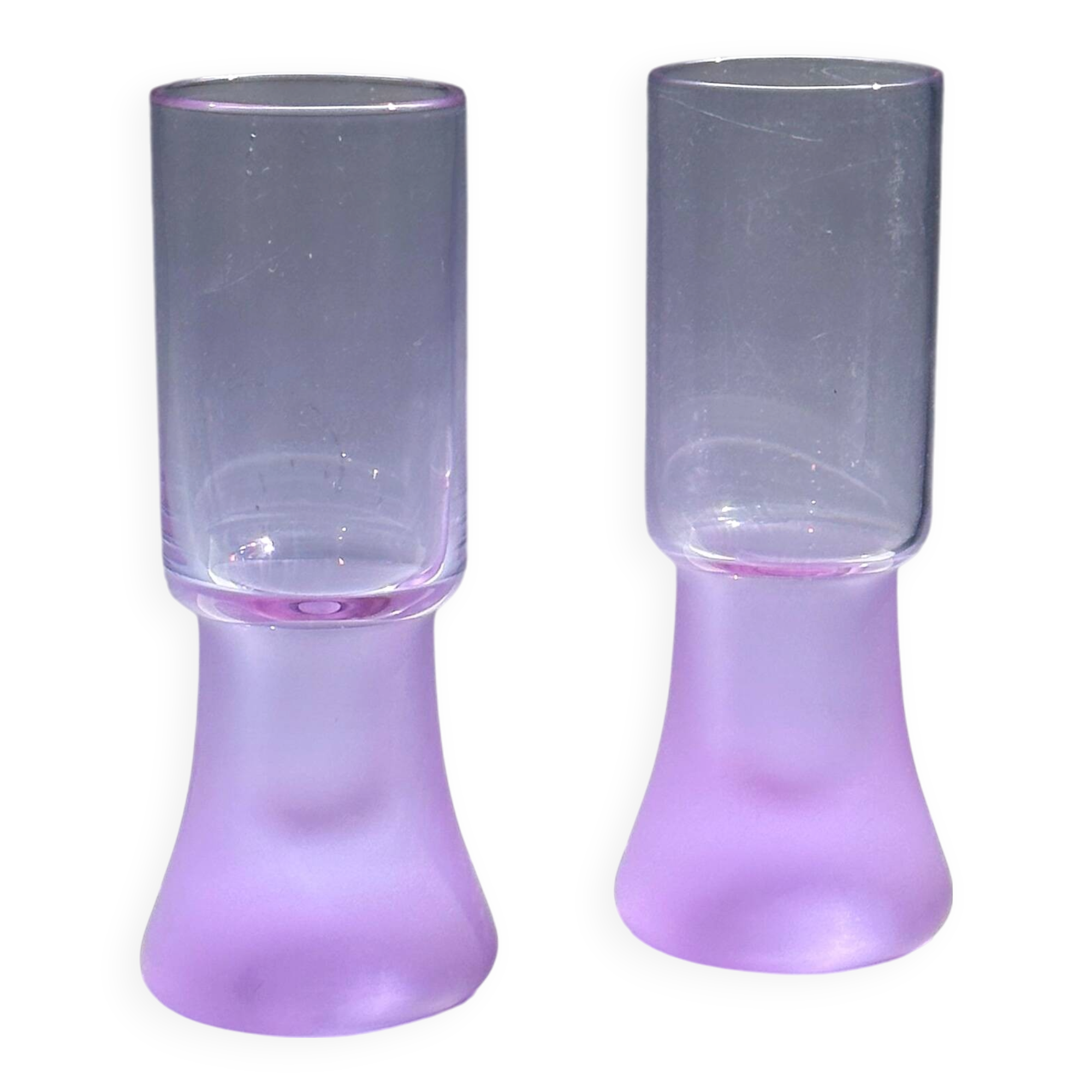 6 heavy stem Alexandrite Wine Glasses - Space Age 1970s