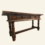 Large Castilian table with drawers and turned legs, early 20th century.