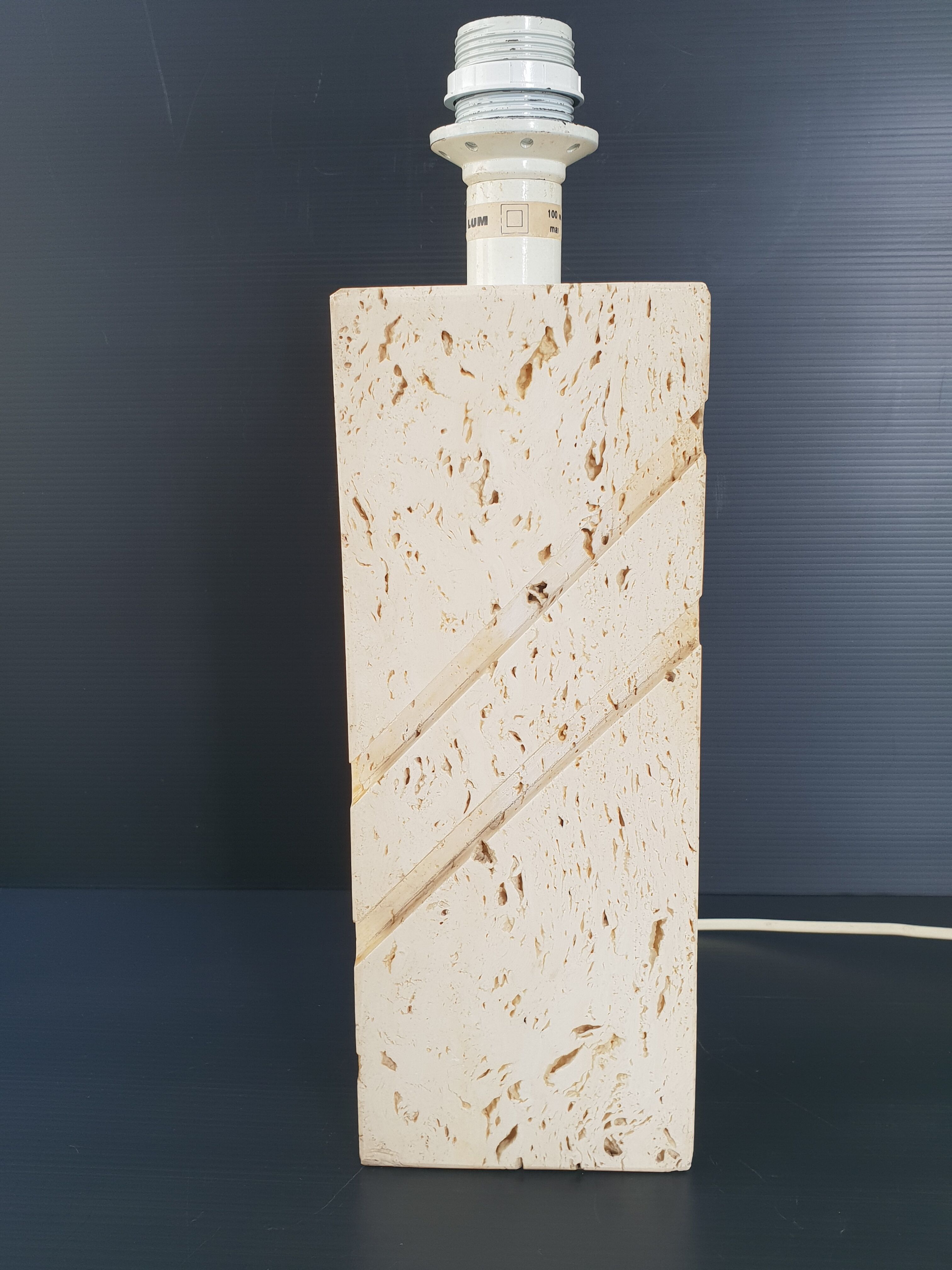 LUM lamp foot in vintage 1970 travertine