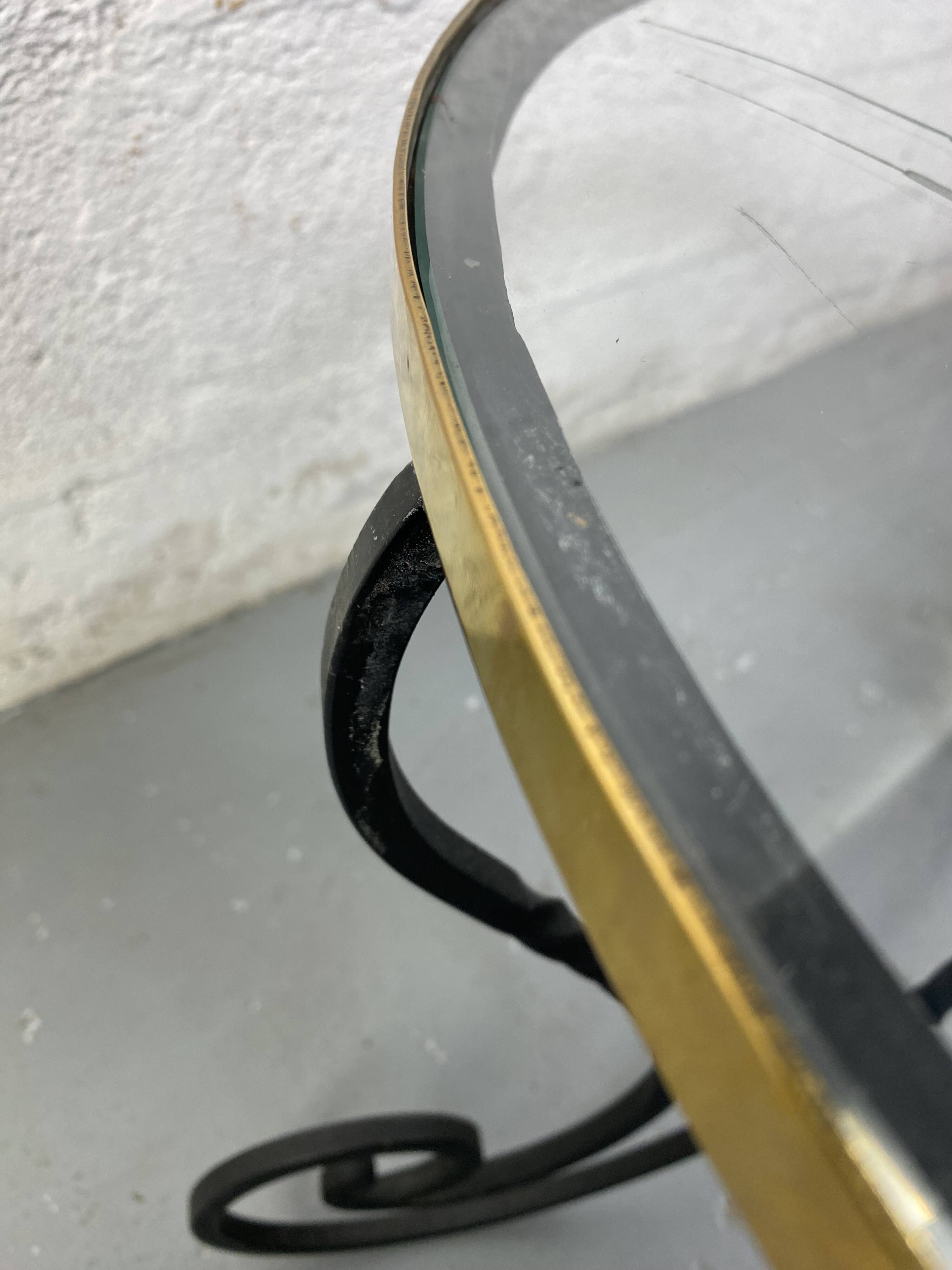 Wrought iron coffee table and glass top