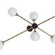 Chandelier vintage Stilnovo des années 1960, en laiton et en verre, 6xE14