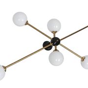 Stilnovo vintage 1960s chandelier, brass and glass, 6xE14