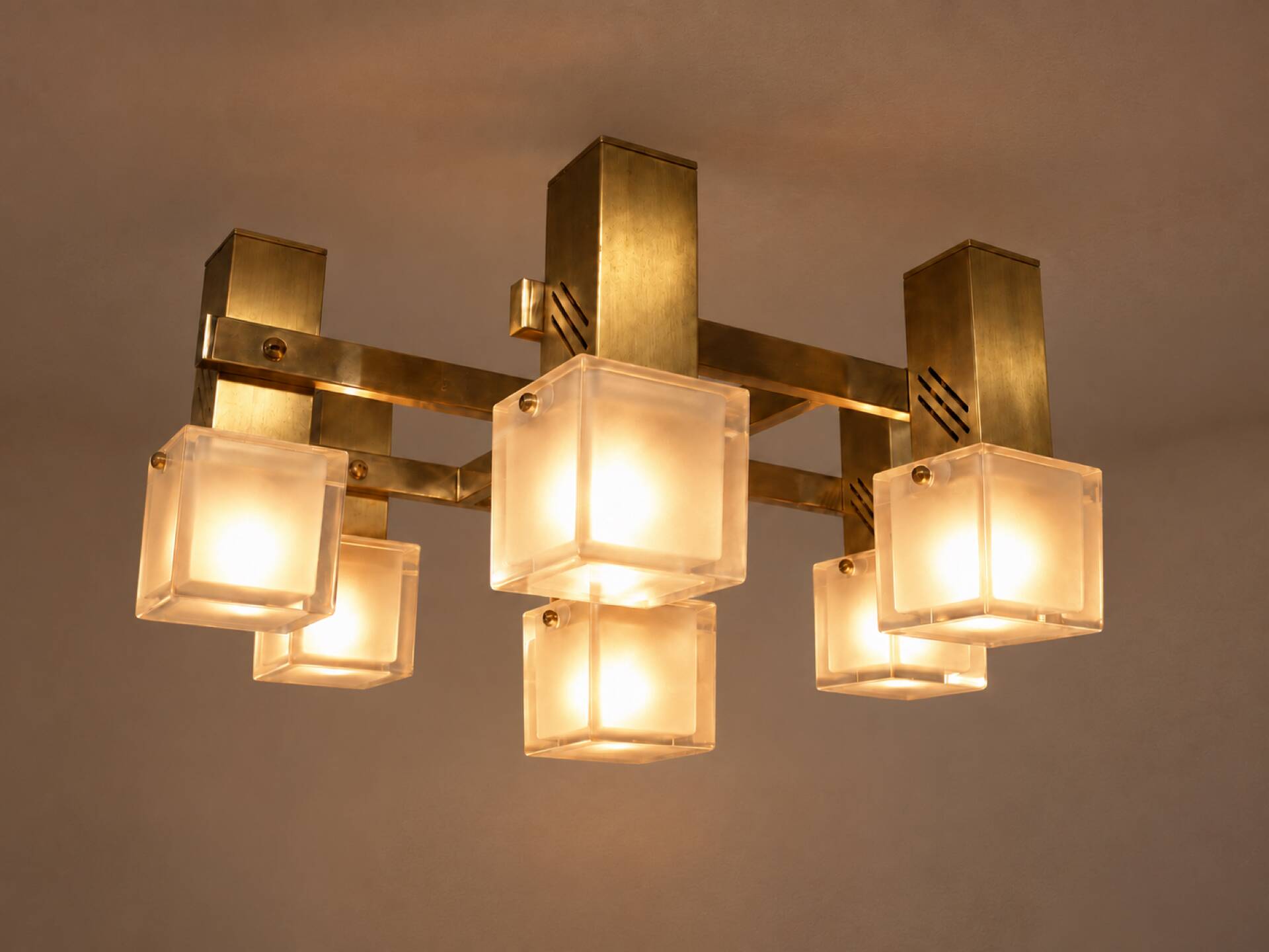 Cubic ceiling light by Gaetano Sciolari, Italy, 1970s.