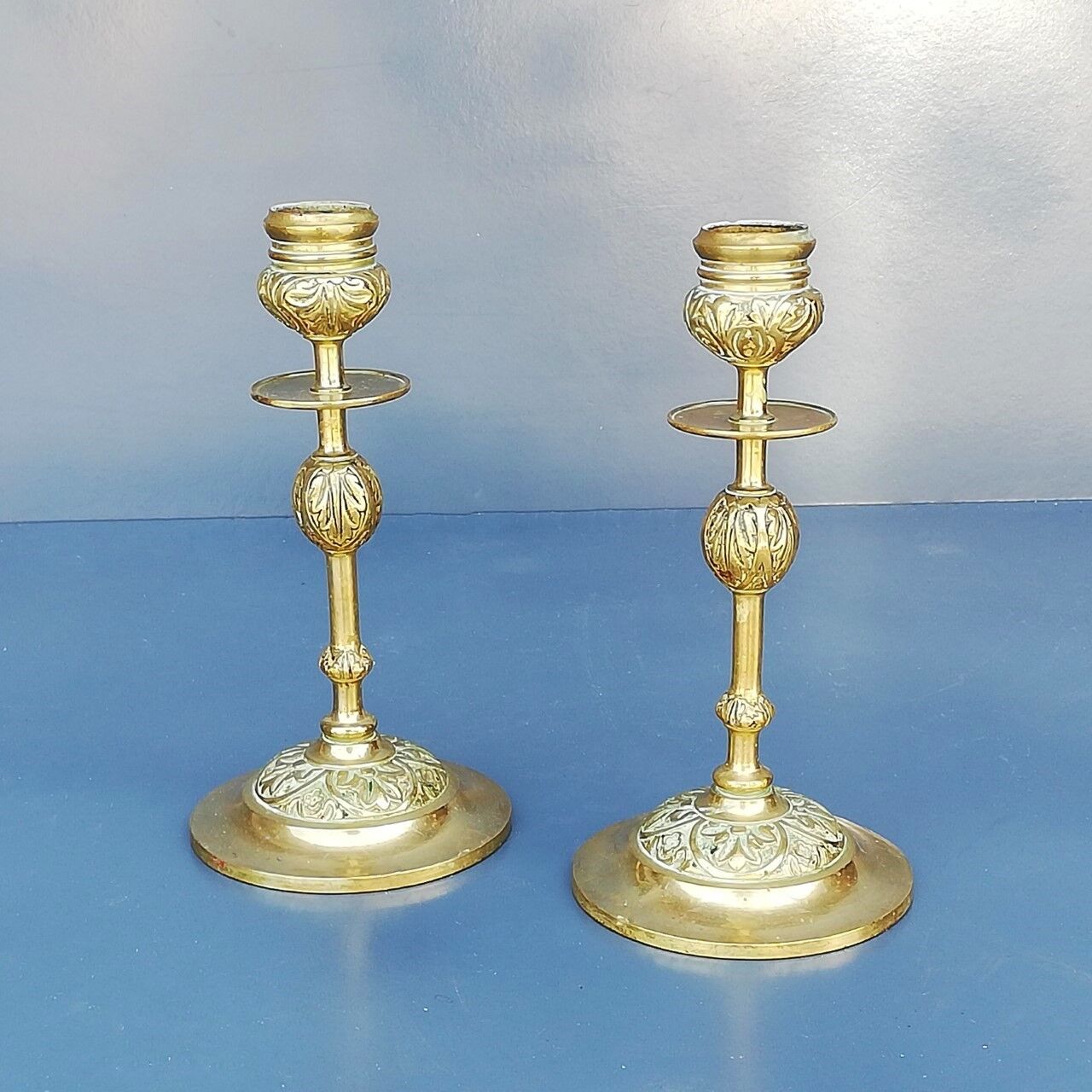 Old brass candlesticks