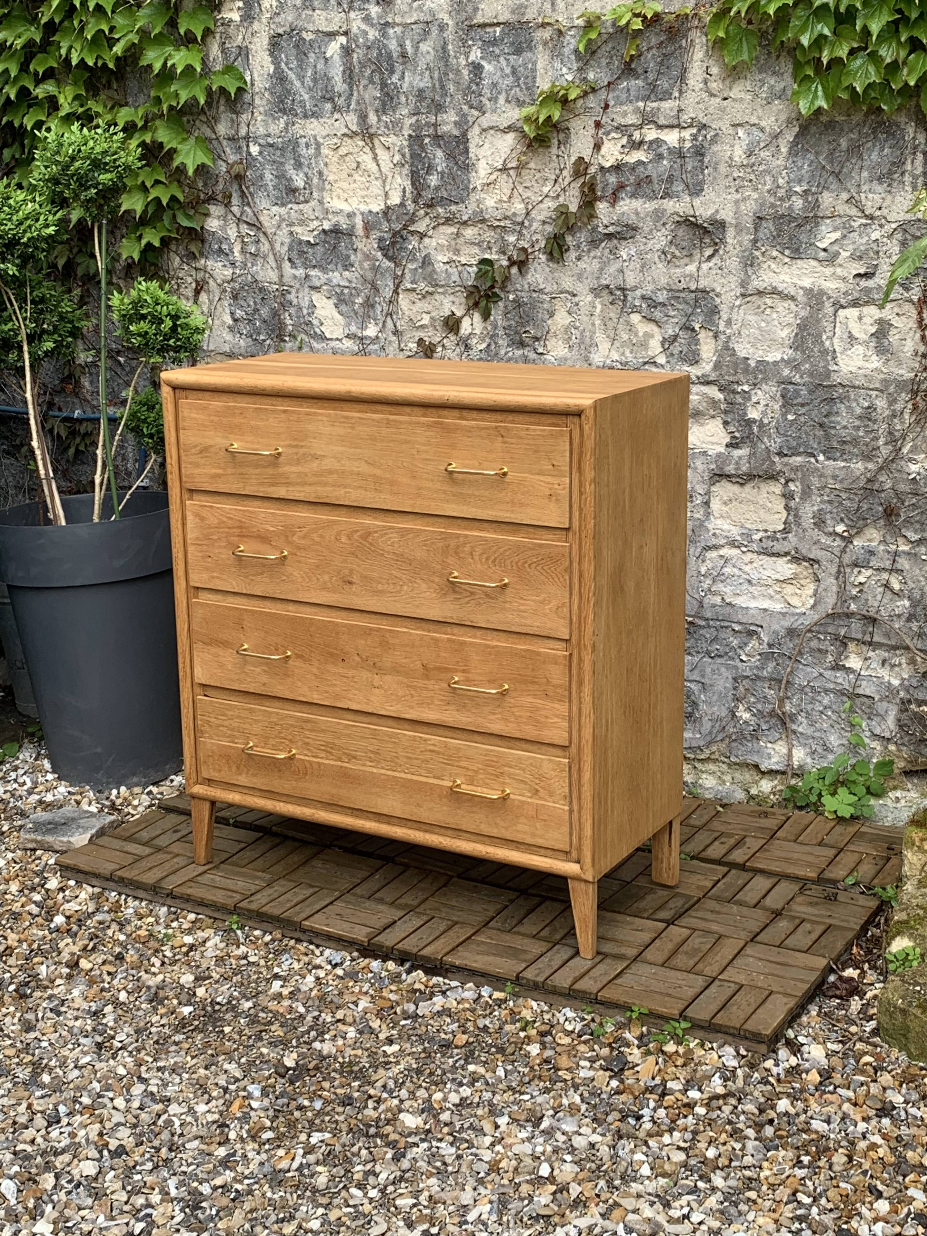 Commode pieds compas et chêne brut massif  1960