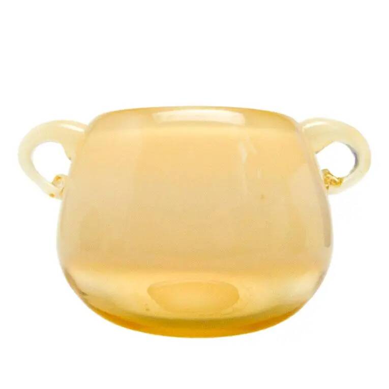 Mid-century modern vase, beige glass, designed by M. Jakubas, Poland, 1970s