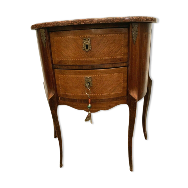 Commode demi lune de style Louis XV en marqueterie XX siècle