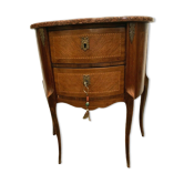 Commode demi lune de style Louis XV en marqueterie XX siècle