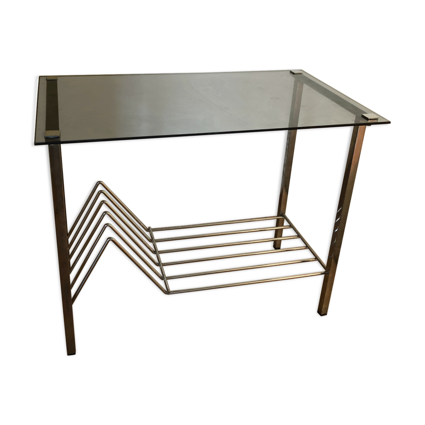 Side Table carries vintage magazines 70s