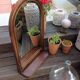 Arched rattan mirror with shelf/vintage 60s-70s
