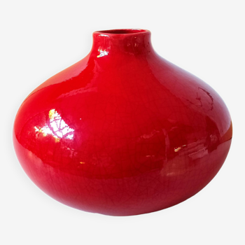 Grand vase boule céramique craquelée