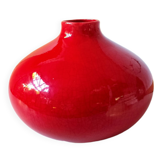 Grand vase boule céramique craquelée