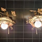 wall lamps golden and purple flowers