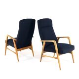 mid century vintage Fauteuil herenmodel 'Duivendrecht' donkerblauw | opnieuw bekleed