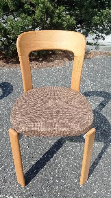 Pair of chairs by Bruno Rey in wood and fabric