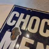 Menier Chocolat antique double-sided enamelled plate