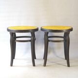 Pair of Thonet stools out of catalogue, circa 1890, new canework