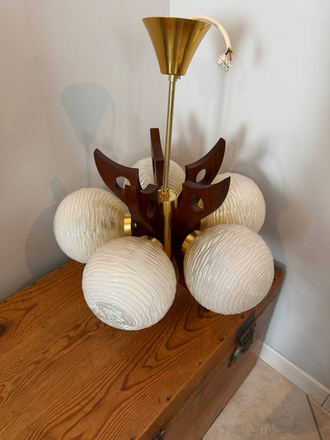 Suspension with 5 globes, Scandinavian design made by Szarvasi.