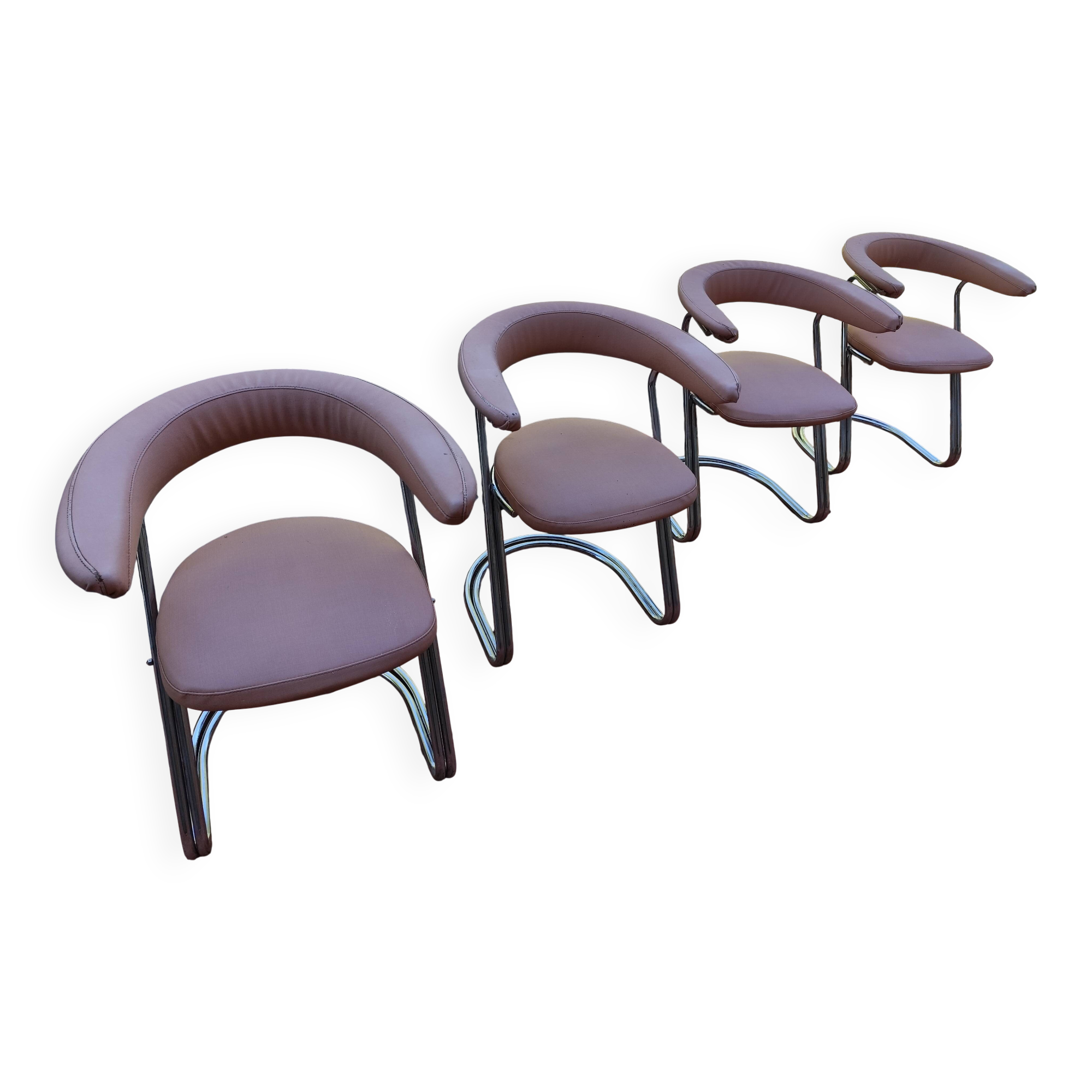 Set of 4 Modernist Swiss Zug Victori Dining Room Armchairs