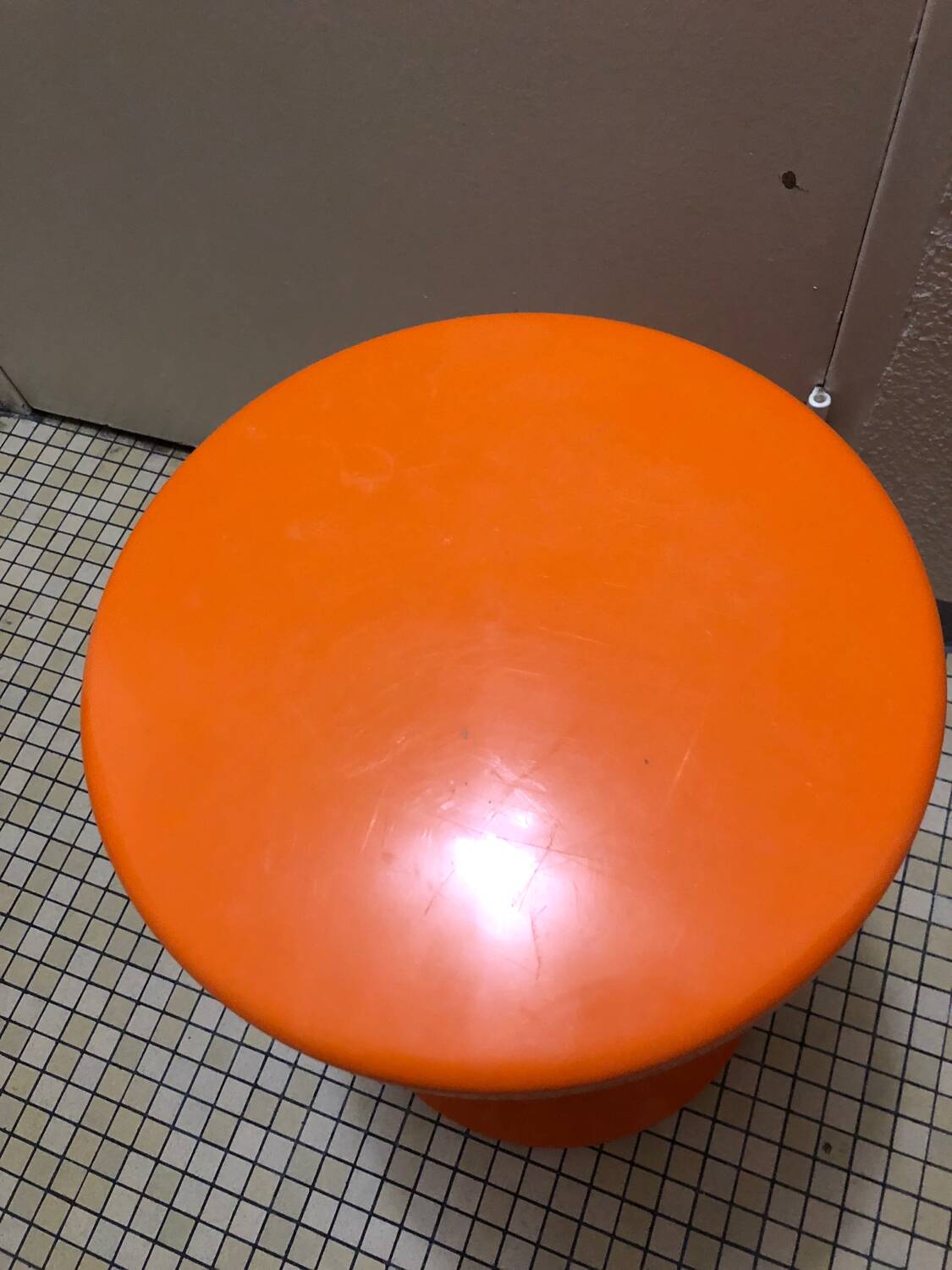 Vintage orange Tam Tam stool – Original stamp – 1970s