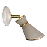 Vintage tulip wall light in white and gold frosted glass