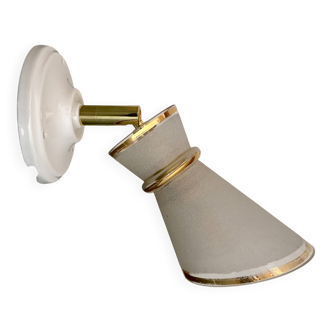 Vintage tulip wall light in white and gold frosted glass