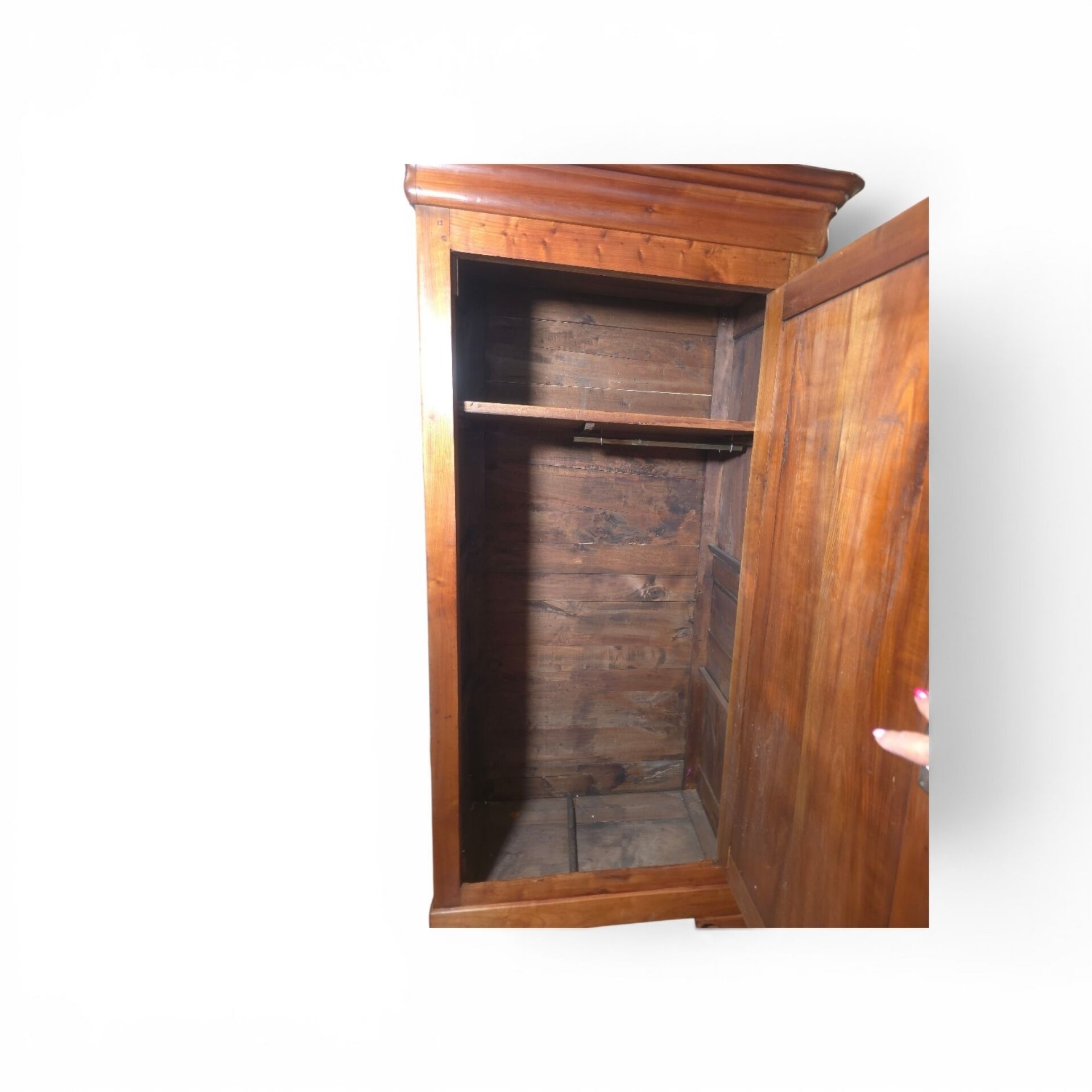 Louis Philippe style solid cherry wood bonnetière wardrobe