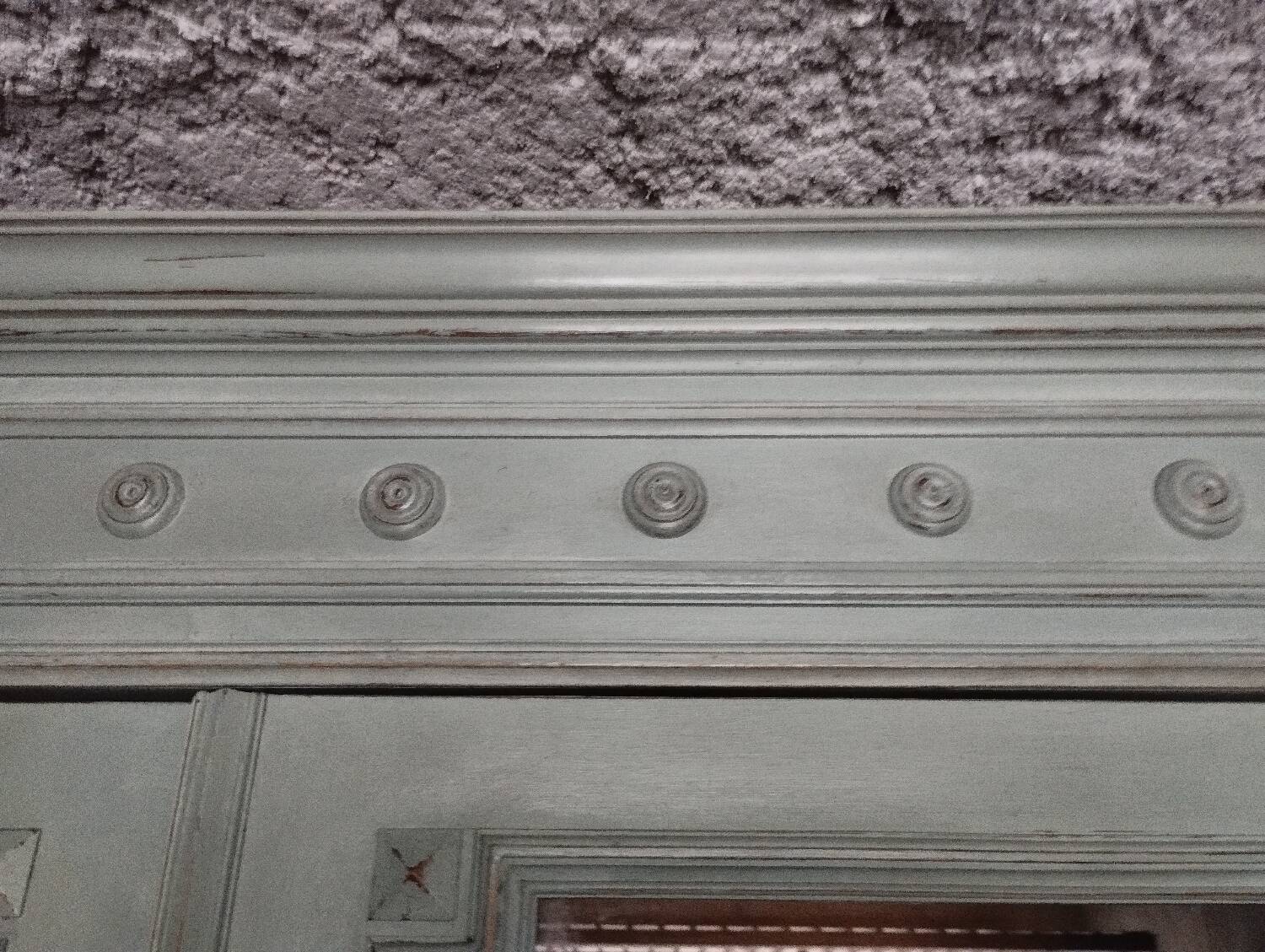 Old 2-door bookcase with chalk paint blue patina