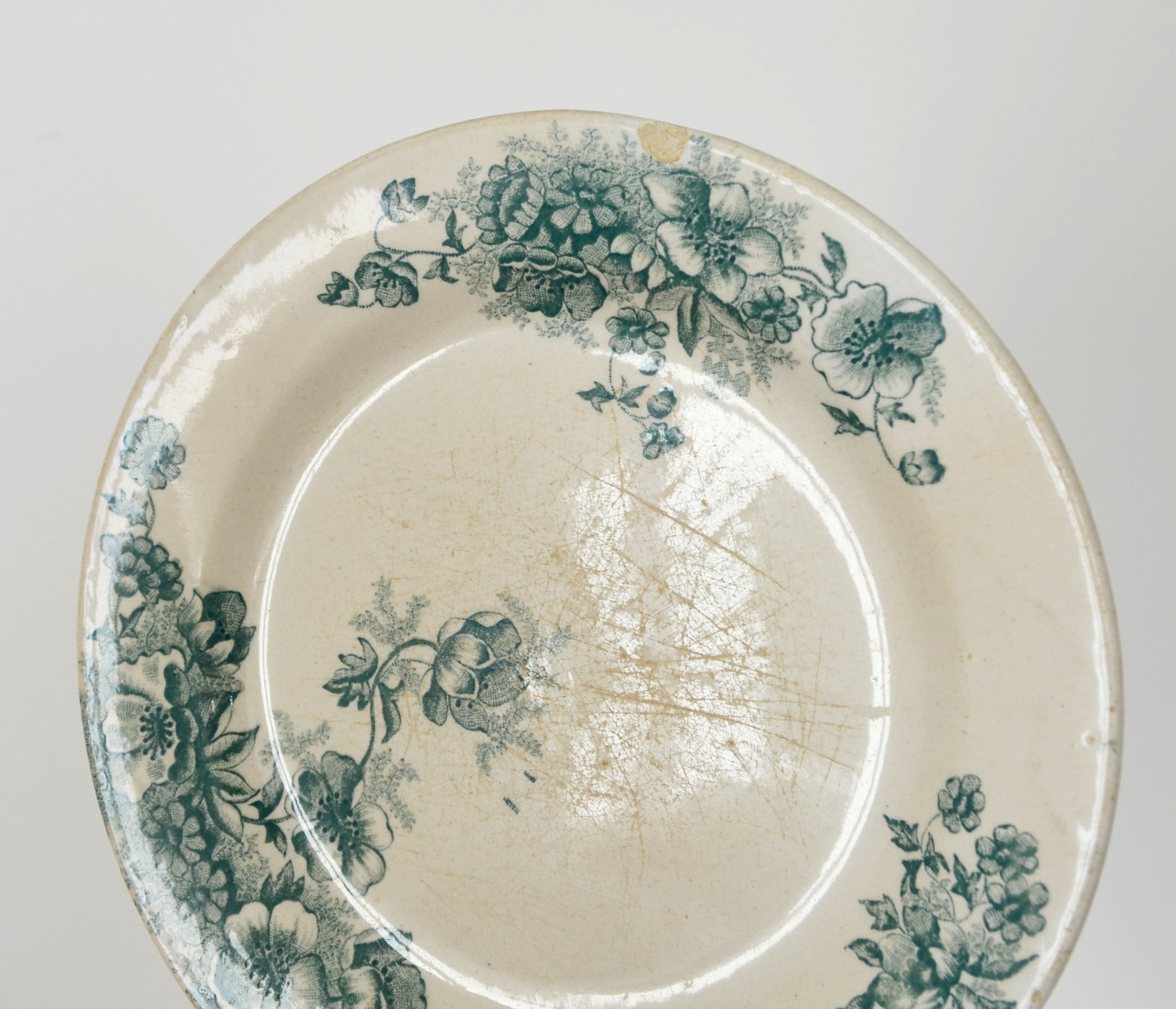 4 flat plates "Anemones" iron earth